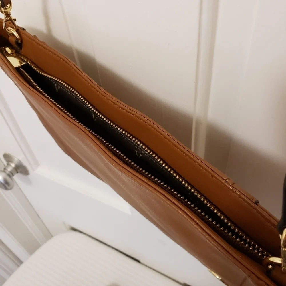 NWOT Vince Camuto Mocha Bisque In Color Leather Large Clutch/Crossbody, …